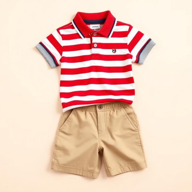 Striped Polo & Shorts Set